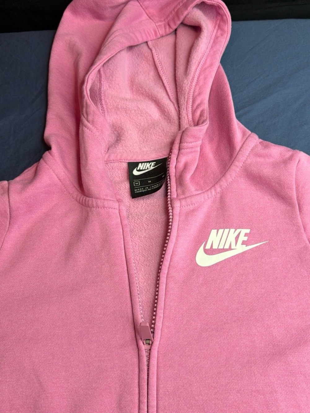Nike Kids Pink Full-Zip Hoodie with White Logo